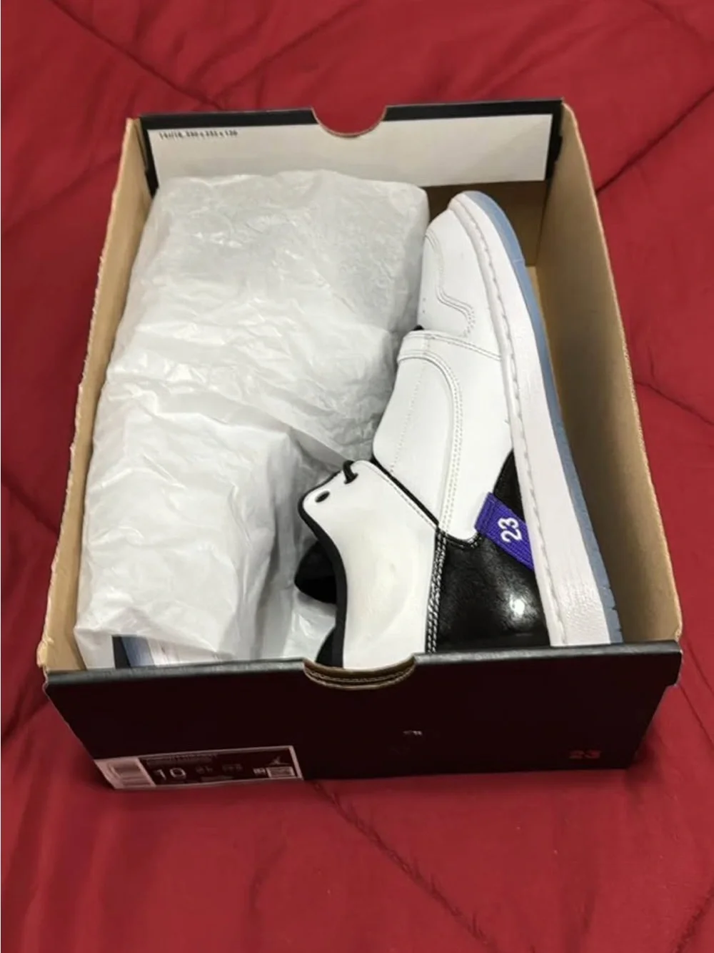 Men’s Jordan Fadeaway White and Black Sneakers with Purple Logo